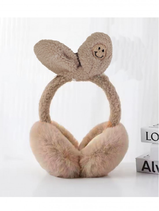 Cute Wooly Ear with Smiley Face Plush Earmuff